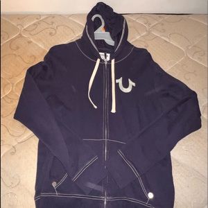 True Religion Navy Blue Zip-Up Hoodie.